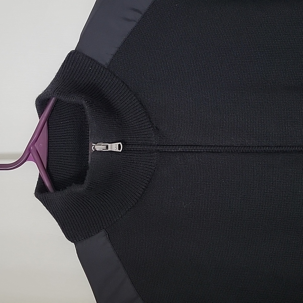 Michael Kors Size L Black Zip Front Cardigan Sweater, Wool Blend, EUC - Picture 2 of 11